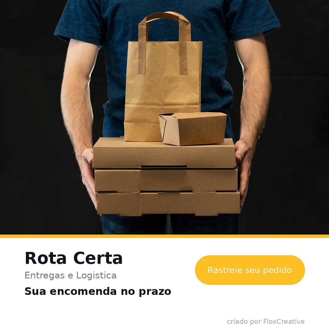 Peça com foto real criada para a transportadora fictícia Rota Certa